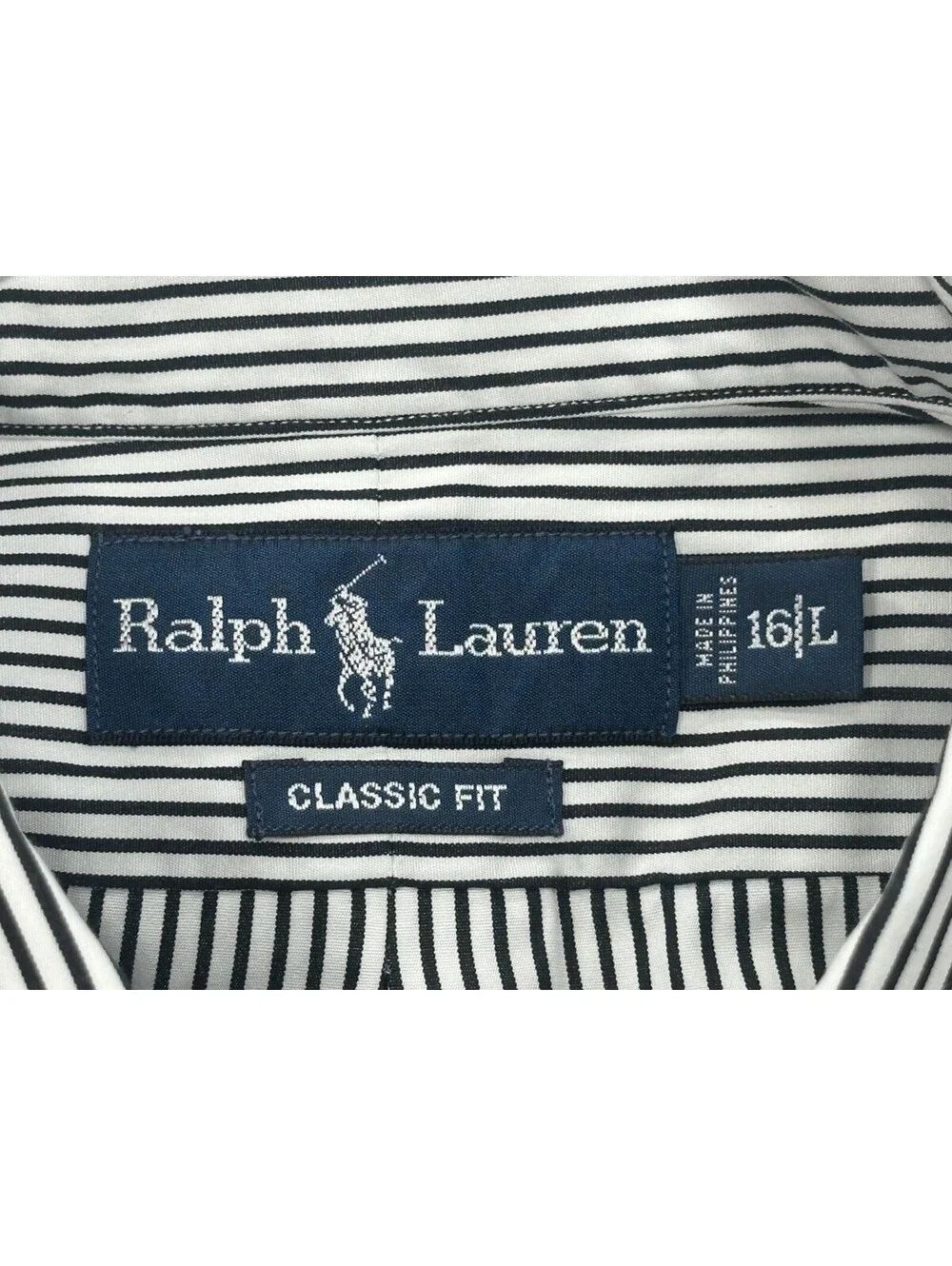 Ralph Lauren Classic Striped Oxford Button Up Black Mens L
